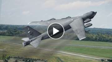70 Years Old US B-52 Aircraft Takeoff Almost Vertically With Full Engines Thrust
