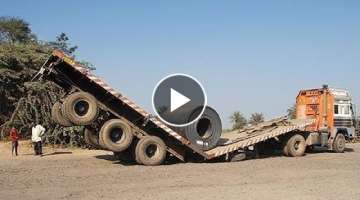 10 Extreme Dangerous Idiots Dump Truck Operator Skill - Fastest Deep River Crossing Truck Driving