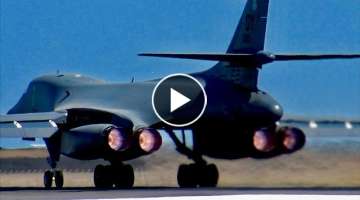 USAF B1-B Lancer EARTH SHATTERING Full Afterburner takeoff!