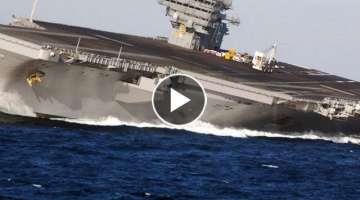 HIGH SPEED MANEUVERS! US Nimitz-class SUPERCARRIER in a series of EXTREME RUDDER TESTS!