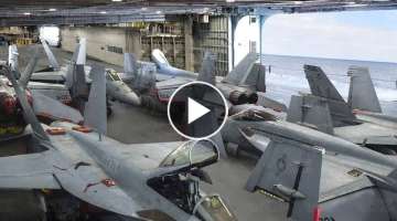 A day in life of an Aircraft Carrier Hangar in Middle of the Ocean