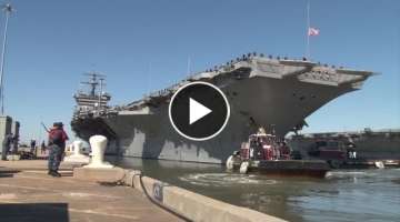 Aircraft Carrier USS Enterprise Departs Naval Station Norfolk