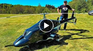 WORLD´S LARGEST RC AIRWOLF BLACK BELL-222 ELECTRIC SCALE 1:3.5 MODEL HELICOPTER FLIGHT DEMONSTRA...