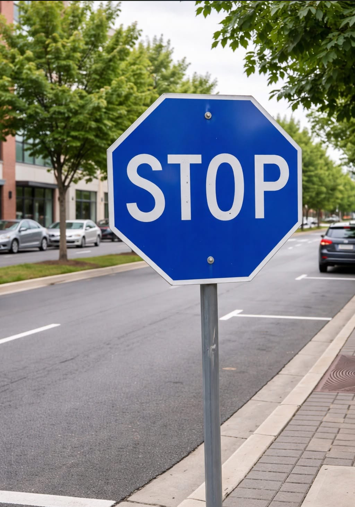 Why Some Stop Signs Are Blue—and What Drivers Should Do