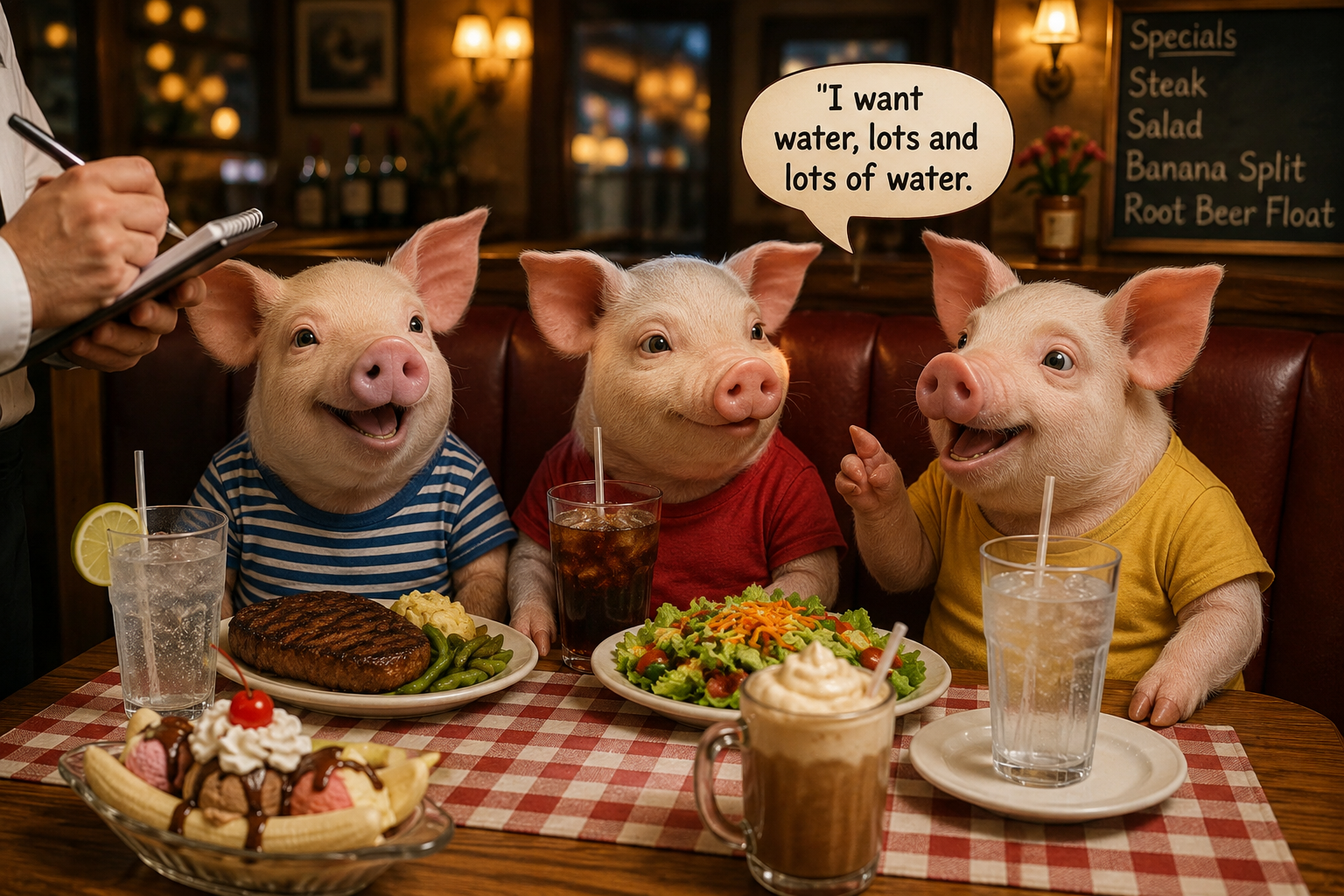 A Lighthearted Dinner With Three Little Pigs Ends With a Classic Punchline